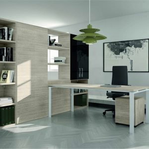Armadio libreria portadocumenti in rovere con scrivania cm. 315x45,6 h192 - AM 15