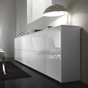 Mobile basso portadocumenti ante battenti bianco lucido cm. 270x45,6 h76,8 - AM 31
