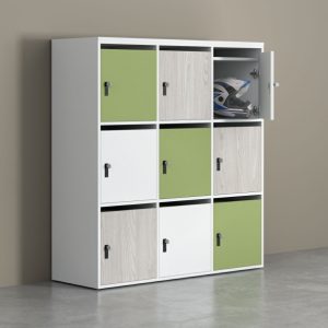 Armadio locker ante battenti bianco, rovere e oliva con chiave e serratura cm. 135x45 h115,2 - AM 37
