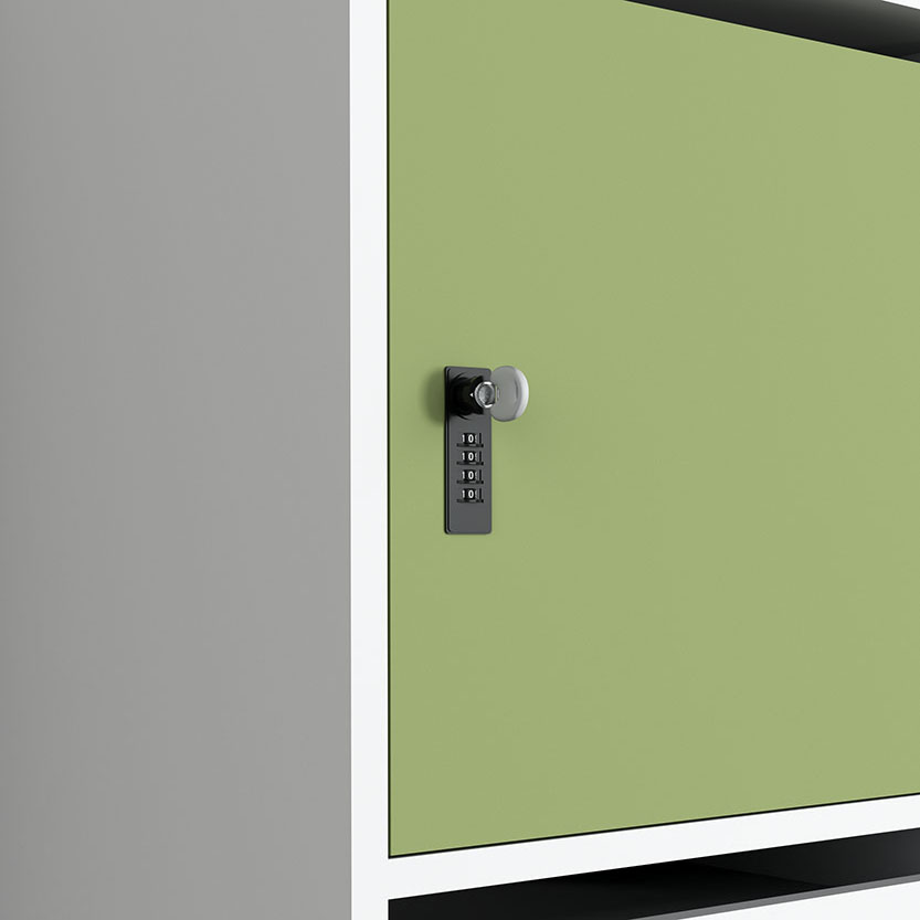 Armadio locker ante battenti bianco, rovere e oliva con chiave e serratura cm. 135x45 h115,2 - AM 37