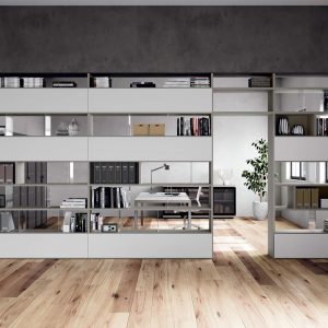 Armadio libreria portadocumenti in olmo storm con vani a giorno cm. 45x45,6 h196,5 – AM 44