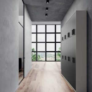 Armadio ante battenti per archivio documenti in grigio titanio e bianco opaco con serratura cm. 360x45,6 h230,4 - AM 48