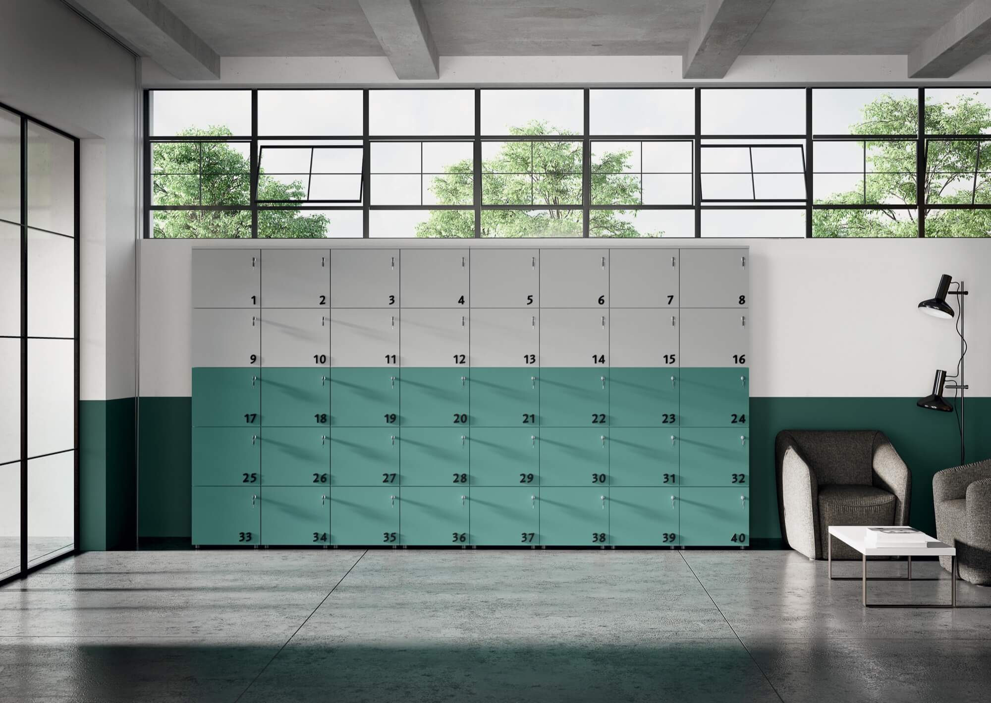 Armadio locker ante battenti colore cadaques con chiave e serratura cm. 360x45 h192 - AM 82