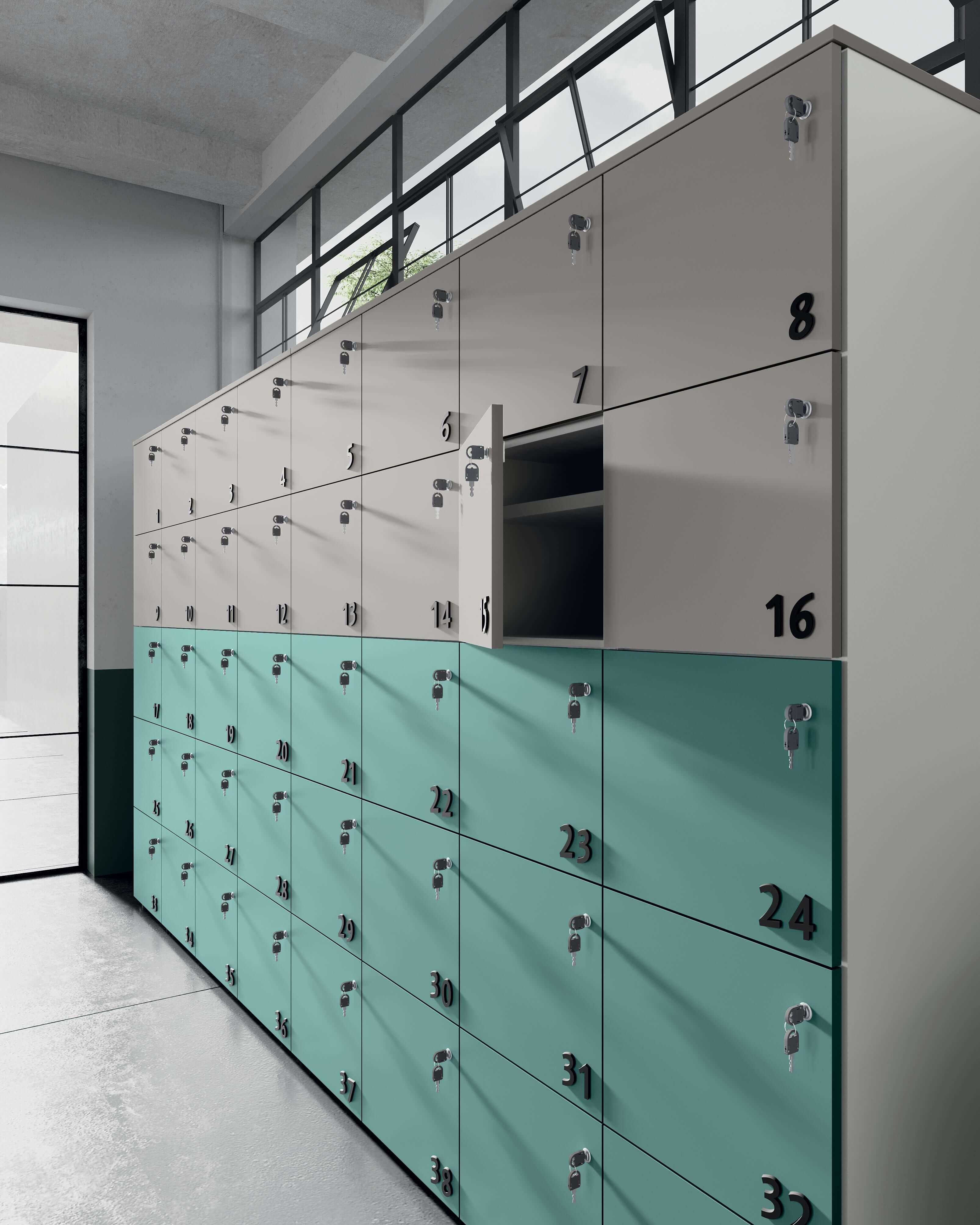 Armadio locker ante battenti colore cadaques con chiave e serratura cm. 360x45 h192 - AM 82