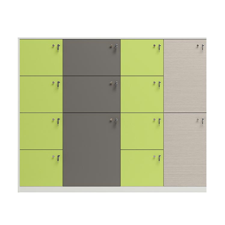Armadio locker ante battenti verde, titanio e rovere portofino con chiave e serratura cm. 195x45 h153,6 - AM 91