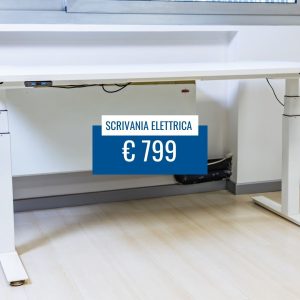 Scrivania elettrica in nobilitato bianco e metallo