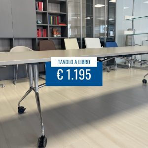 Tavolo pieghevole a libro con gambe cromate